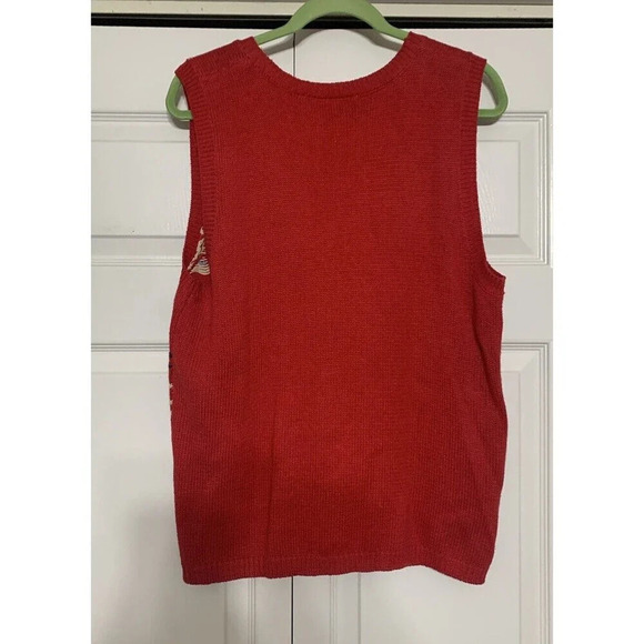 Vintage Capcity Cottage Core Americana Cardigan Sweater Vest L (A65) - Picture 5 of 6